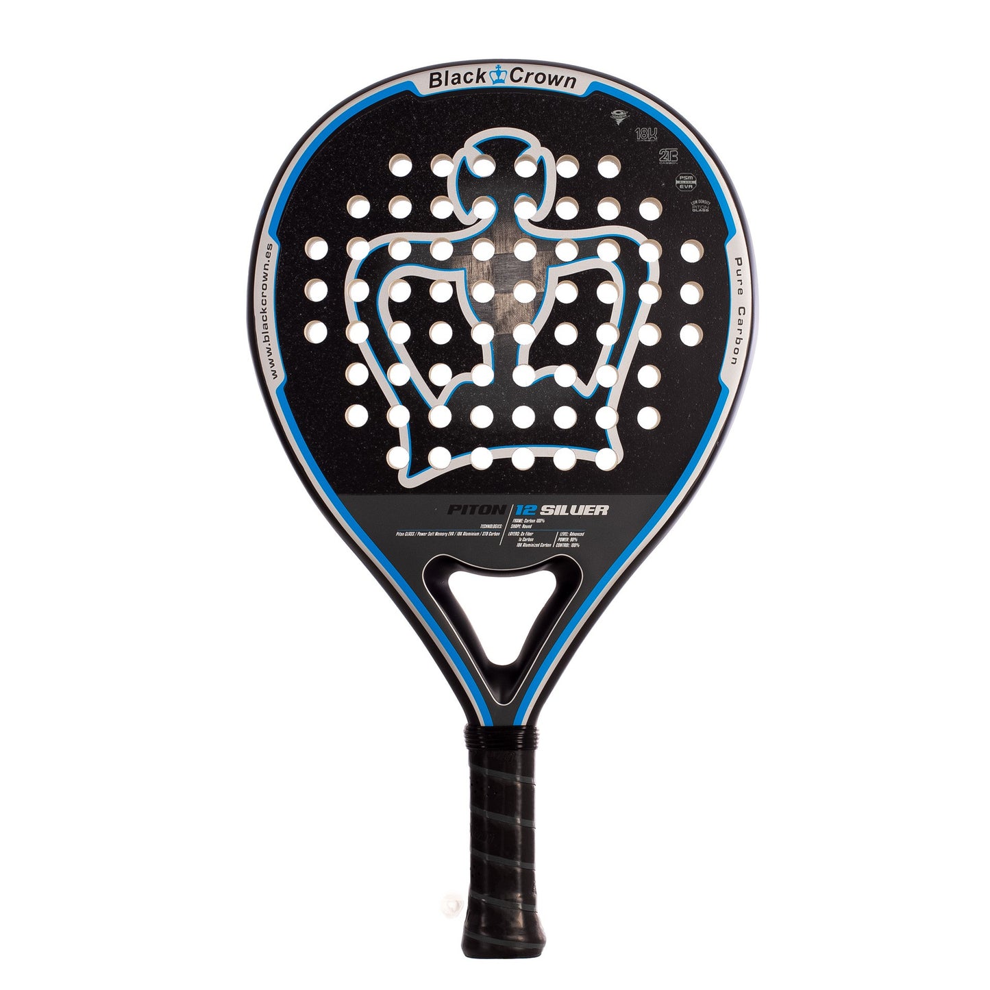 Pala Pádel Black Crown Piton 12k Silver
